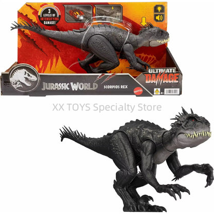 Jurassic World Ultimate Damage Scorpios Rex Dinosaur Toy Figure with Damage Light & Sound Toy Children'S Holiday Birthday Gifts