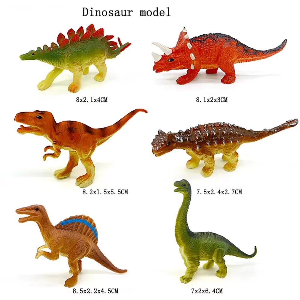 6Pcs/Set Jurassic Dinosaur Toy Model Plastic Simulated Tyrannosaurus Brachiosaurus Triceratops Christmas Birthday Gifts for Kids