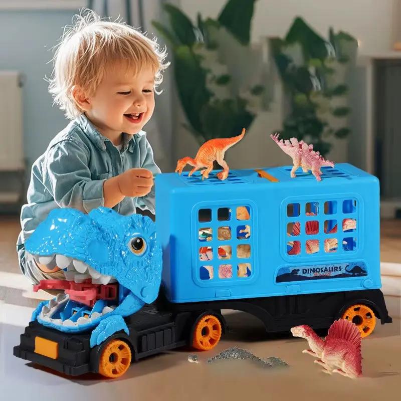 Children'S Simulation Dinosaur Sliding Vehicle Toy with Foldable Dinosaur Eggs DIY Set Educational Playset for Kids