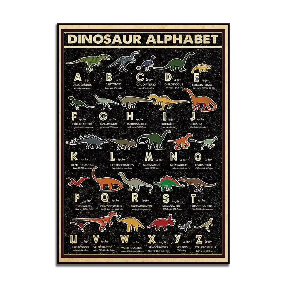 Dinosaur Alphabet Poster, Dinosaur Art Print, Dinosaur Lover Gift, Wall Home Decor