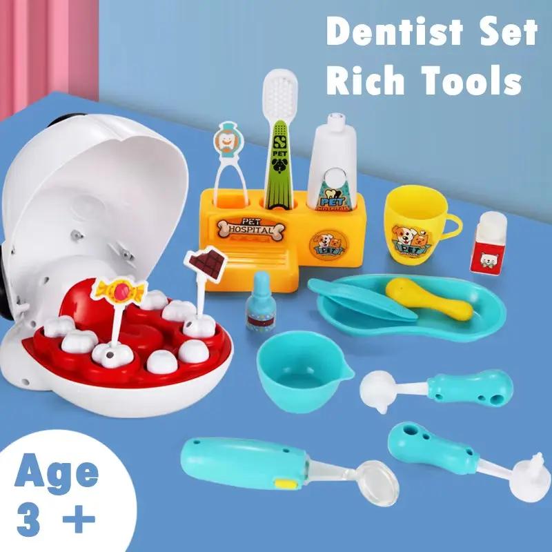 Pet Dentist Toy Pretend Play Doctor Educationa Toys for Children Simulation Medicine Tooth Extraction Teeth Model Gifts for Kids