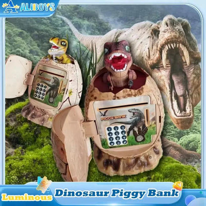 Dinosaur Egg Piggy Bank 3 in 1 Fingerprint Password Lock Money Saving Box Electronic ATM Luminous Cash Box Kid Play House Toy