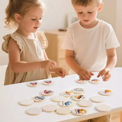 Wooden Memory Matching Game for Kids Educational Toy Early Learning Puzzle Focus Training with Numbers/Dinosaurs Themes