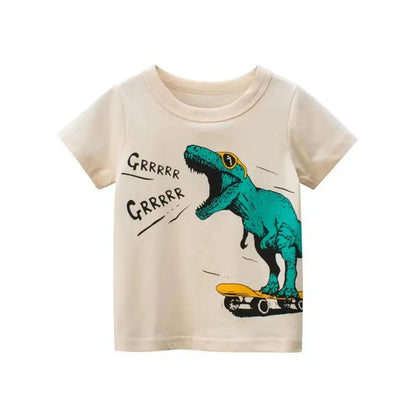 2 3 4 5 6 7 8 Years Kids Boys Clothes 100% Cotton Short Sleeve T-Shirts Dinosaur Cartoon Children Clothes Kids Summer Clothing