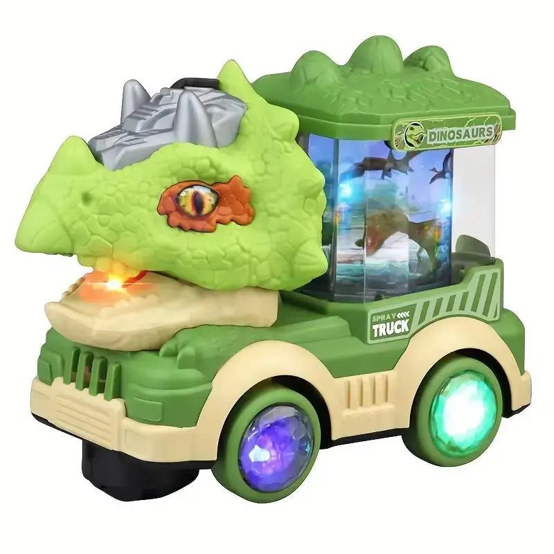 Kids Electric Universal Dinosaur Car Toys Spray Tyrannosaurus Rex Engineering Car Puzzle Toys for Boys Girls Birthday Xmas Gift
