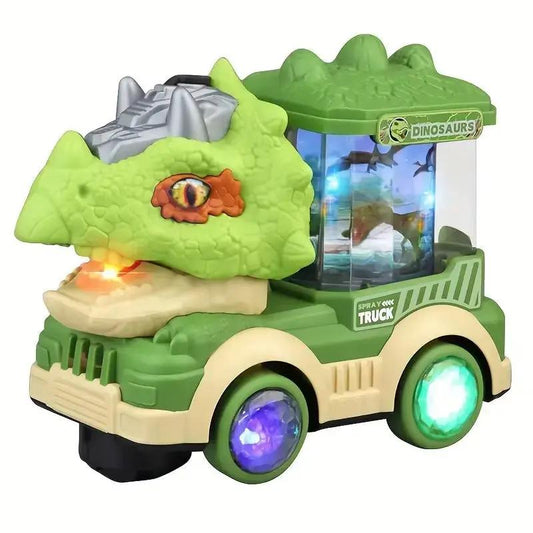 Kids Electric Universal Dinosaur Car Toys Spray Tyrannosaurus Rex Engineering Car Puzzle Toys for Boys Girls Birthday Xmas Gift