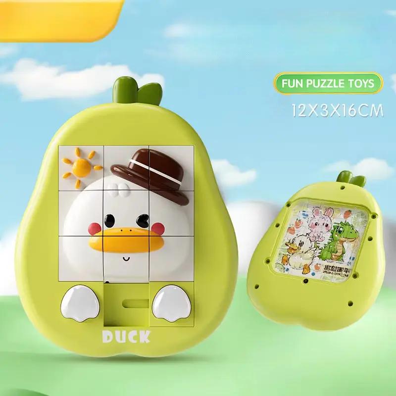 Cartoon Dinosaur Slide Puzzle Game Huarong Road Puzzle Board Educational Smart Logic Board Game for Children Ages 2-6 Travel Toy