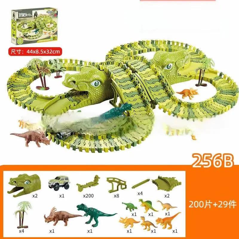 Ultimate Dinosaur 360 Track Set New DIY Assembly Jurassic Dinosaur Track Set Electric Dinosaur Track Car Toy Set