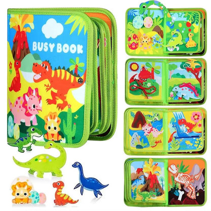 Dinosaur Busy Board Life Skills Educational Learning Sensory Felt Quiet Activity Books for Baby Travel Montessori Toys Boy Girl