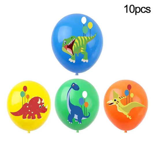10PCS 12Inch Carton Dinosaur Balloons Colorful Latex Balloon Set for Kid Gifts Baby Boy'S Dinosaur Birthday Party Decoration
