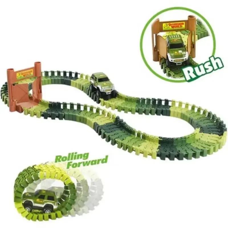 Ultimate Dinosaur 360 Track Set New DIY Assembly Jurassic Dinosaur Track Set Electric Dinosaur Track Car Toy Set